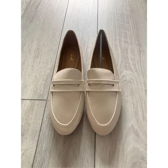 Cupid stone/cream slip on flat penny loafers size 7 - Picture 2 of 10